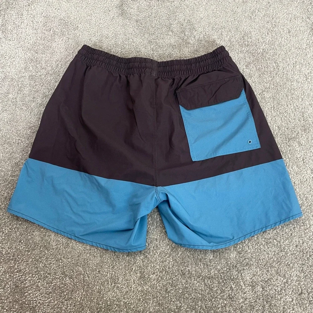 Patagonia Boardshorts Mens Medium Hydro Series Swim Trunks Brown Blue Colorblock